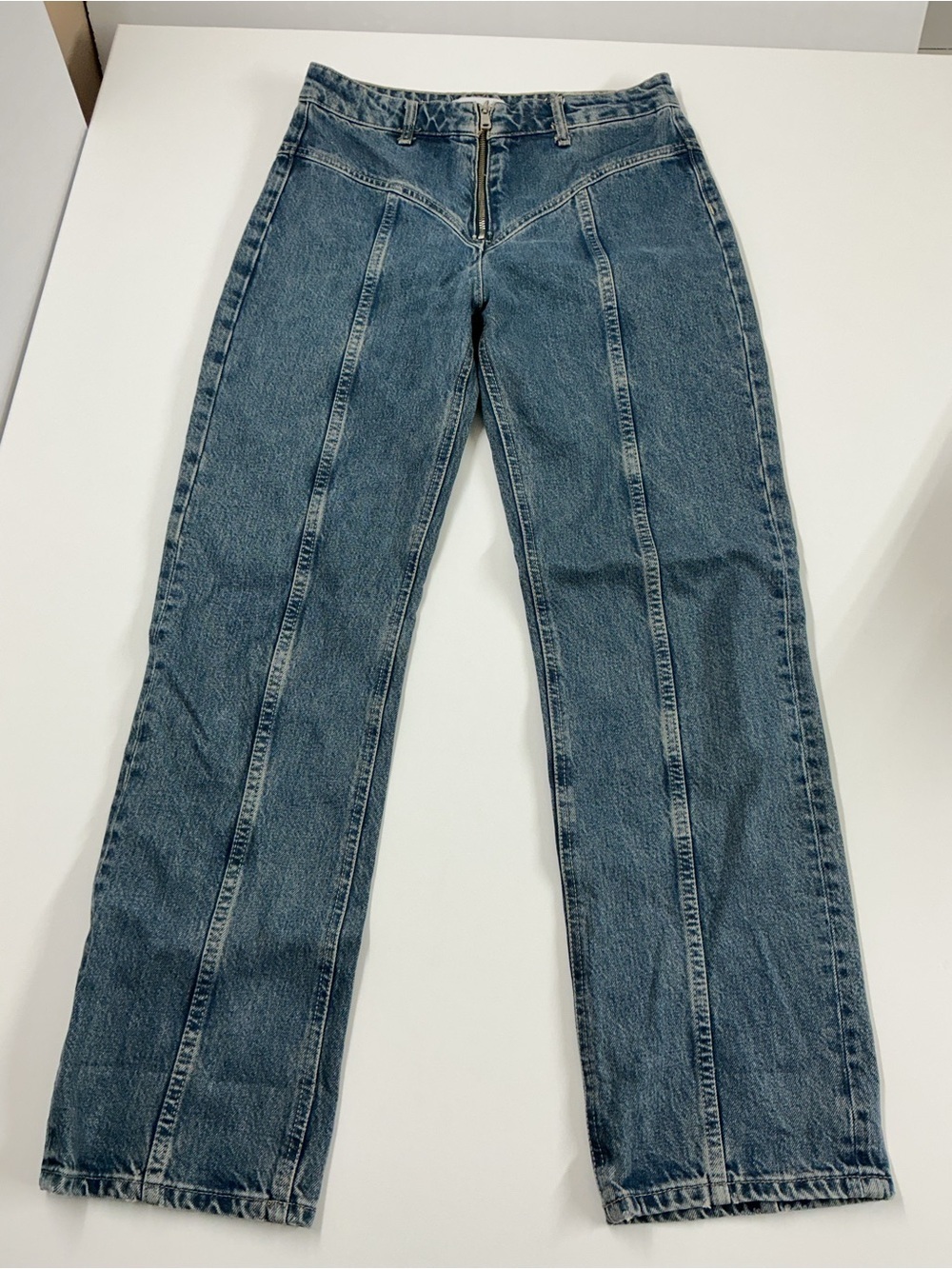 Zara Light Blue High-Rise Straight Leg Jeans - Picture 2 of 5